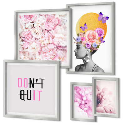 Set di quadri incorniciati Motivi floreali con una donna