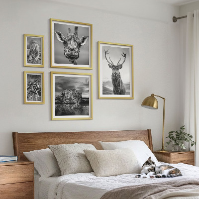 Polittico con cornice Animali in bianco e nero nella natura