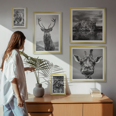 Polittico con cornice Animali in bianco e nero nella natura