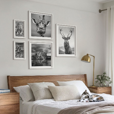 Polittico con cornice Animali in bianco e nero nella natura