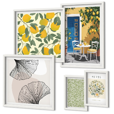 Set di 5 quadri Eleganti motivi vegetali
