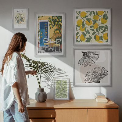 Set di 5 quadri Eleganti motivi vegetali
