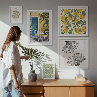 Set di 5 quadri Eleganti motivi vegetali