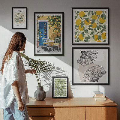Set di 5 quadri Eleganti motivi vegetali
