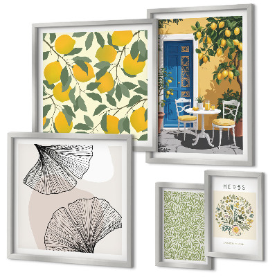 Set di 5 quadri Eleganti motivi vegetali