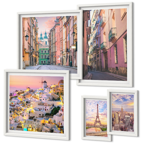 Set di 5 quadri Incantevoli città europee