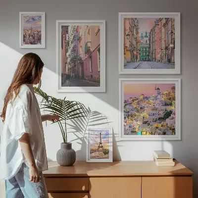 Set di 5 quadri raffiguranti incantevoli città europee