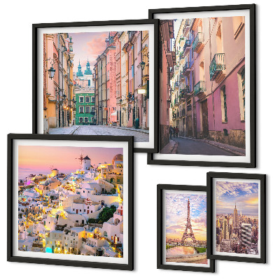 Set di 5 quadri Incantevoli città europee
