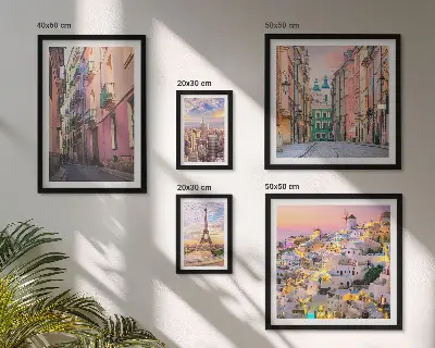 Set di 5 quadri raffiguranti incantevoli città europee