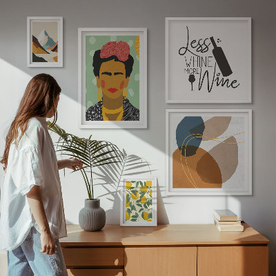 Set di 5 quadri Ritratti astratti in stile boho