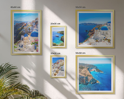 Set di 5 quadri isole greche cupole blu