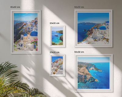 Set di 5 quadri isole greche cupole blu