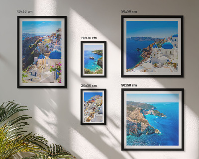Set di 5 quadri isole greche cupole blu