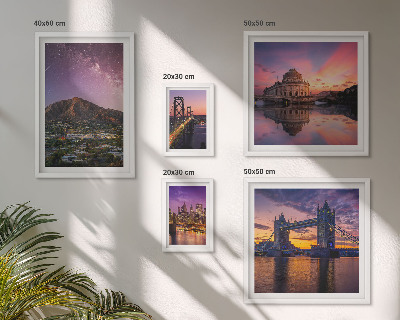 Set di 5 quadri Paesaggi notturni di città di montagna