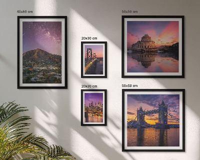 Set di 5 quadri Paesaggi notturni di città di montagna