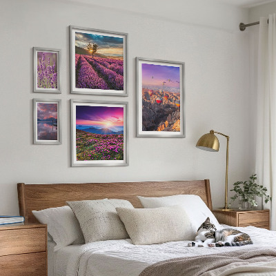 Set di quadri incorniciati Paesaggio di palloncini color lavanda