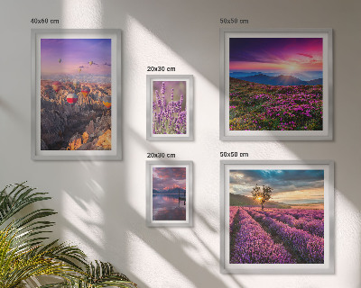 Set di quadri incorniciati Paesaggio di palloncini color lavanda