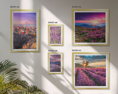 Set di quadri incorniciati Paesaggio di palloncini color lavanda