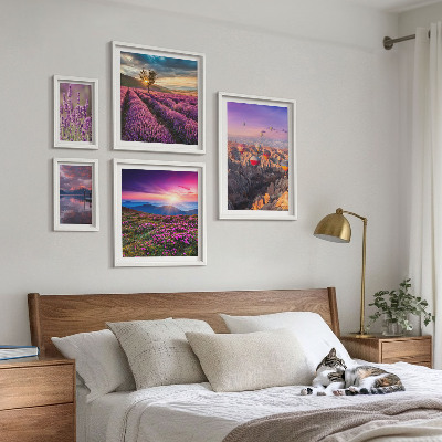 Set di quadri incorniciati Paesaggio di palloncini color lavanda