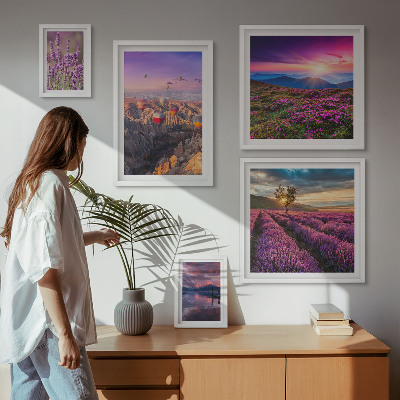 Set di quadri incorniciati Paesaggio di palloncini color lavanda