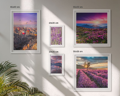 Set di quadri incorniciati Paesaggio di palloncini color lavanda