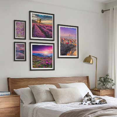Set di quadri incorniciati Paesaggio di palloncini color lavanda