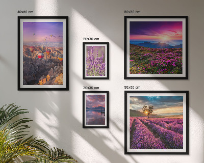 Set di quadri incorniciati Paesaggio di palloncini color lavanda