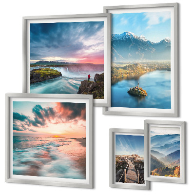 Set di 5 quadri Paesaggi montani e cascate