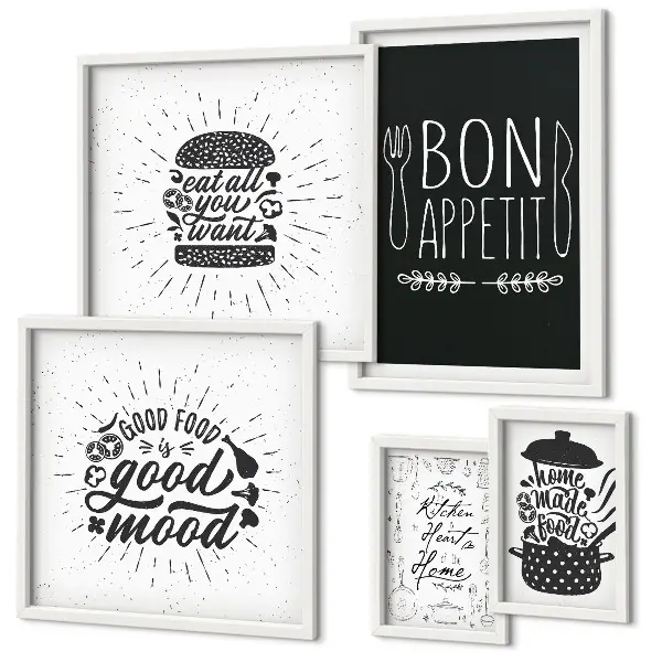 Set di 5 quadri con ispirazioni culinarie