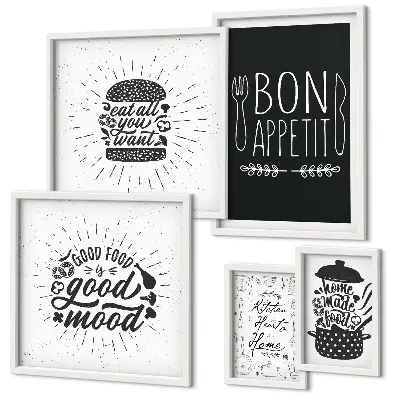 Set di 5 quadri con ispirazioni culinarie