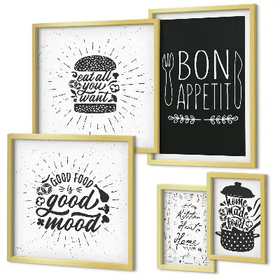 Set di 5 quadri con ispirazioni culinarie