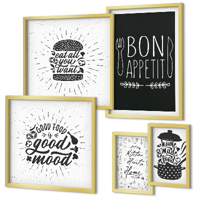 Set di 5 quadri Kitchenispirazioni culinarie