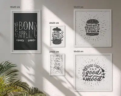 Set di 5 quadri con ispirazioni culinarie