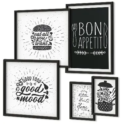 Set di 5 quadri con ispirazioni culinarie