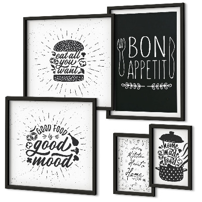Set di 5 quadri Kitchenispirazioni culinarie