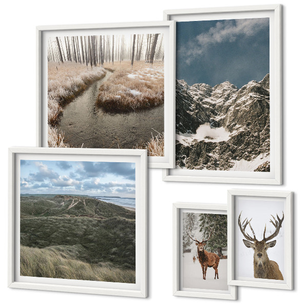 Polittico con cornice Natura selvaggia, montagne maestose