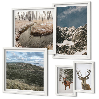 Polittico con cornice Natura selvaggia, montagne maestose
