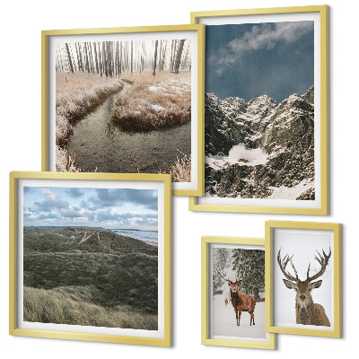 Polittico con cornice Natura selvaggia, montagne maestose