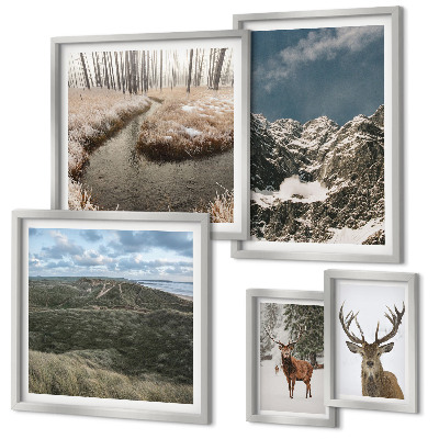 Polittico con cornice Natura selvaggia, montagne maestose