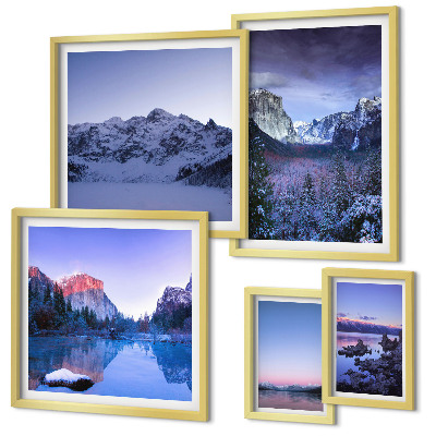 Set di 5 quadri paesaggi montani, laghi, foreste