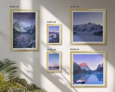 Set di 5 quadri con paesaggi di montagne, laghi e foreste