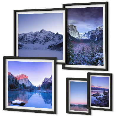 Set di 5 quadri paesaggi montani, laghi, foreste