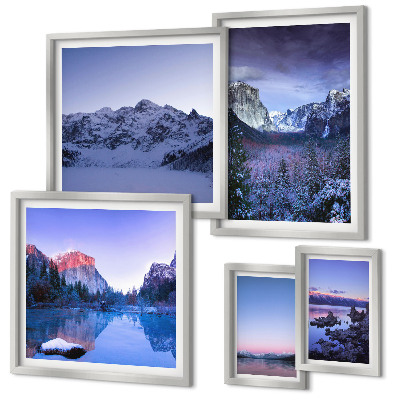 Set di 5 quadri paesaggi montani, laghi, foreste