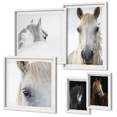 Set di quadri incorniciati Ritratti di cavalli in stili artistici