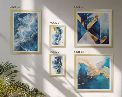 Set di 5 quadri Composizioni astratte blu