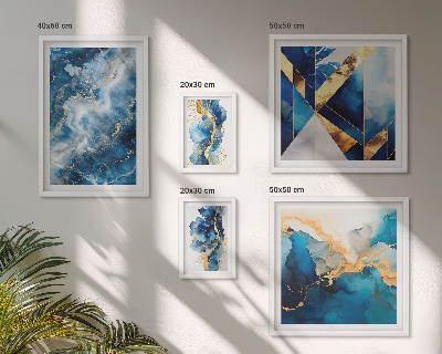 Set di 5 quadri Composizioni astratte blu