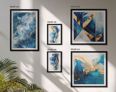 Set di 5 quadri Composizioni astratte blu
