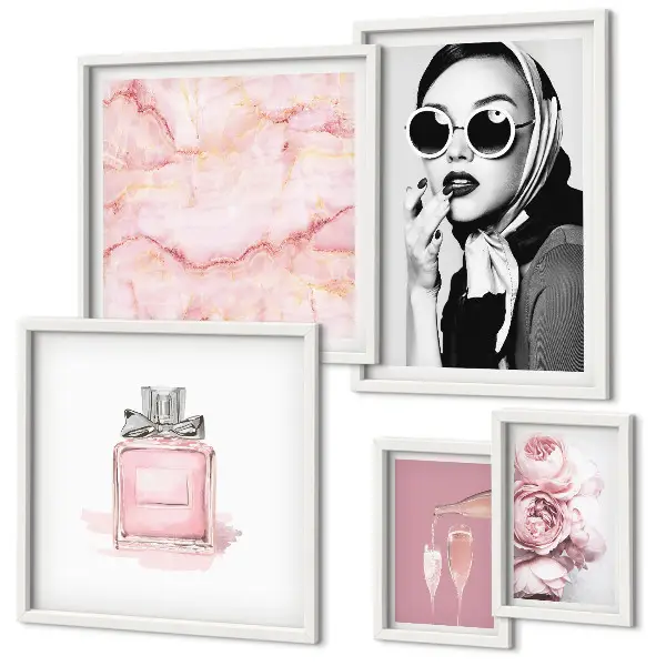 Set di quadri incorniciati con eleganti dettagli in rosa