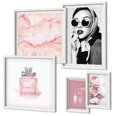 Set di quadri incorniciati con eleganti dettagli in rosa