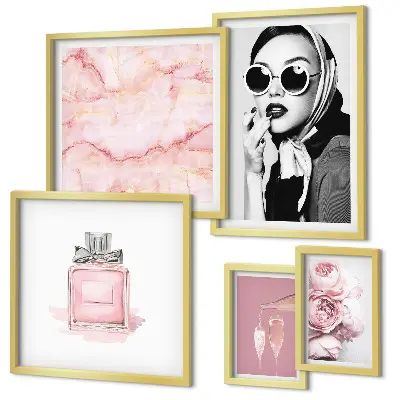 Set di quadri incorniciati con eleganti dettagli in rosa